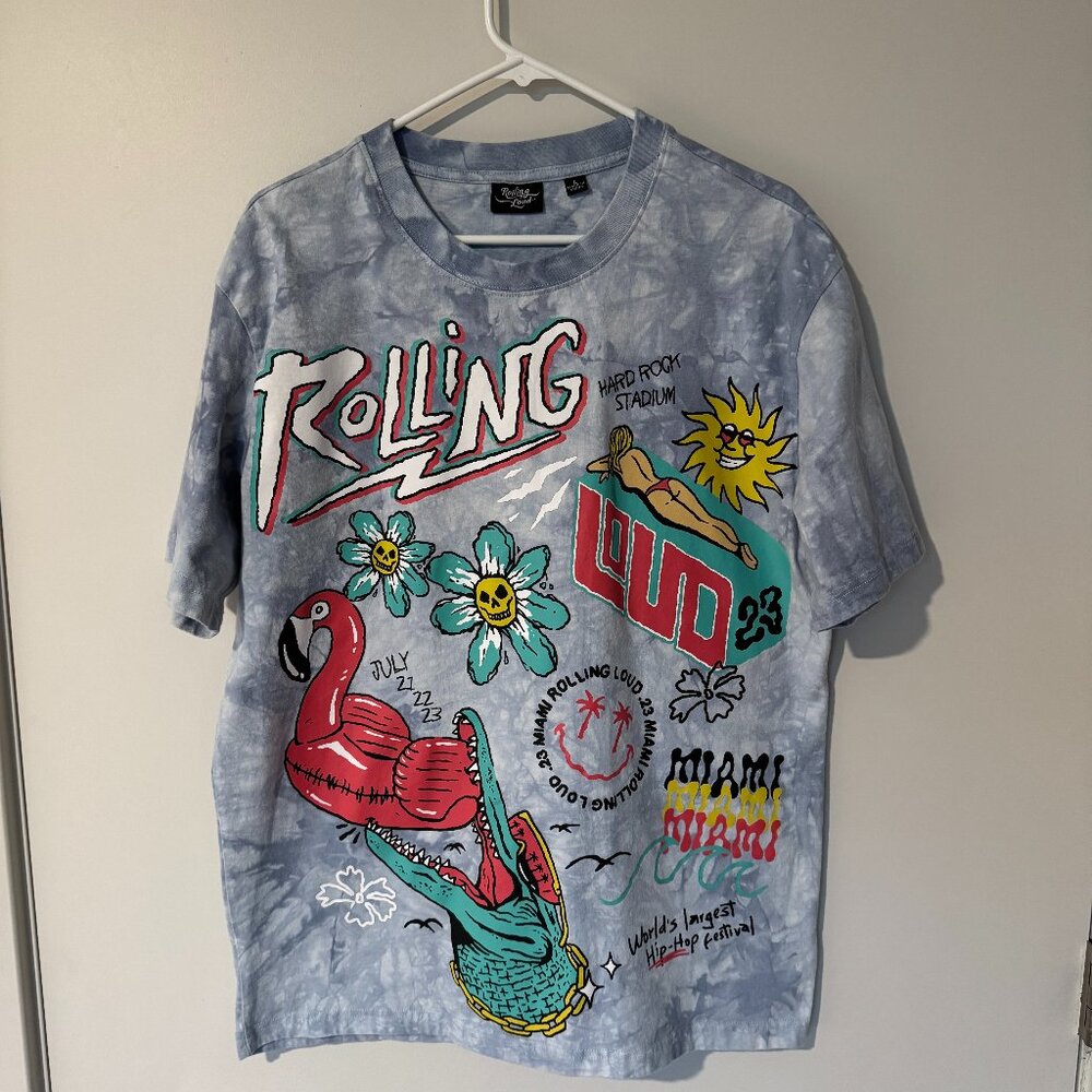 Official 2023 Rolling Loud Miami Tie-Dye Lineup Shirt (size Large)